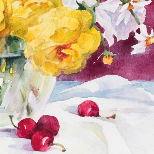 水彩原画 一点物 額縁付き【時と共に】豪華プレゼント付き 絵画