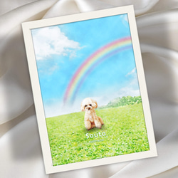 虹の橋アート お仕立て券 | ペットロス お供え グリーフケア 似顔絵 メモリアル ポスター [gift01] 9枚目の画像