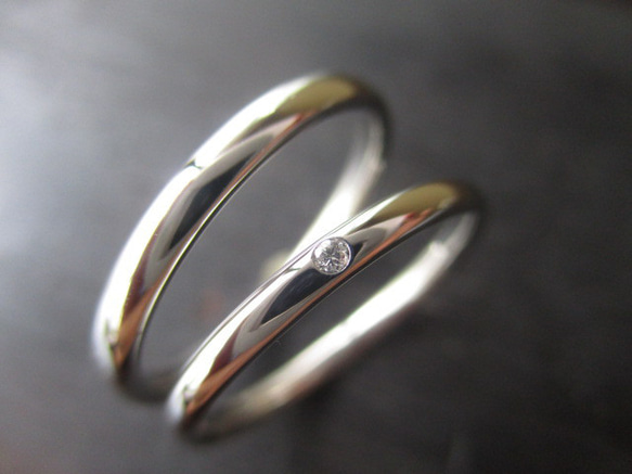 【結婚指輪SOLIS】  APOLO アポロ 2本セット限定特別価格　PT950•K18鍛造指輪 1枚目の画像