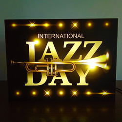 ジャズ JAZZ DAY ジャズ喫茶 トランペット アメリカン カフェ サイン 看板 置物 雑貨 LEDライトBOX 1枚目の画像