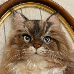【オーダー例_ウーチャ君01】羊毛フェルト、猫ぬいぐるみ、フェルト猫、半立体肖像画、オーダーメイド 8枚目の画像