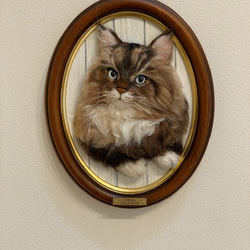 【オーダー例_ウーチャ君01】羊毛フェルト、猫ぬいぐるみ、フェルト猫、半立体肖像画、オーダーメイド 11枚目の画像