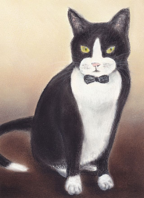 タキシード猫（パステル画 原画 絵画 にゃんずら 通販 13899617