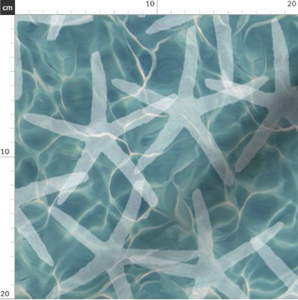 海 貝 シェル 珊瑚 コーラル 波 海洋 タツノオトシゴ ヒトデ海柄 輸入生地 生地 ハンドメイド 素材 布 ブルー 青 4枚目の画像