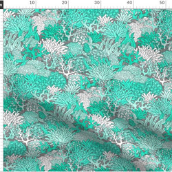 海 貝 シェル 珊瑚 コーラル 波 海洋 タツノオトシゴ ヒトデ海柄 輸入生地 生地 ハンドメイド 素材 布 ブルー 青 1枚目の画像