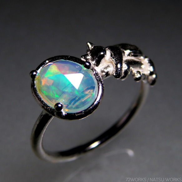 オパールと猫 リング / Opal & Cat Ring rc 3枚目の画像