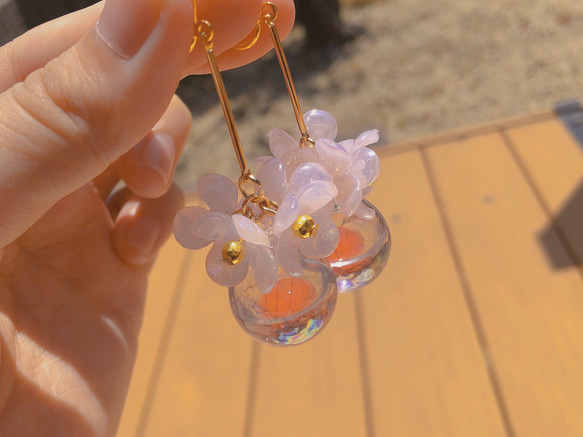 紫陽花◌    ピアス イヤリング ゴールド シルバー 花 ピンク 5枚目の画像