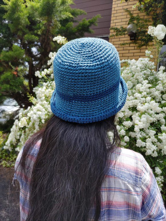 春夏用の帽子(ネイビー＋藍色) 2枚目の画像