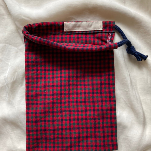 ファミリア Familiar マザーズバッグ 巾着 赤チェック 新品