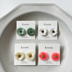 スパンコールのお花ピアス/イヤリング　Mサイズ 3枚目の画像