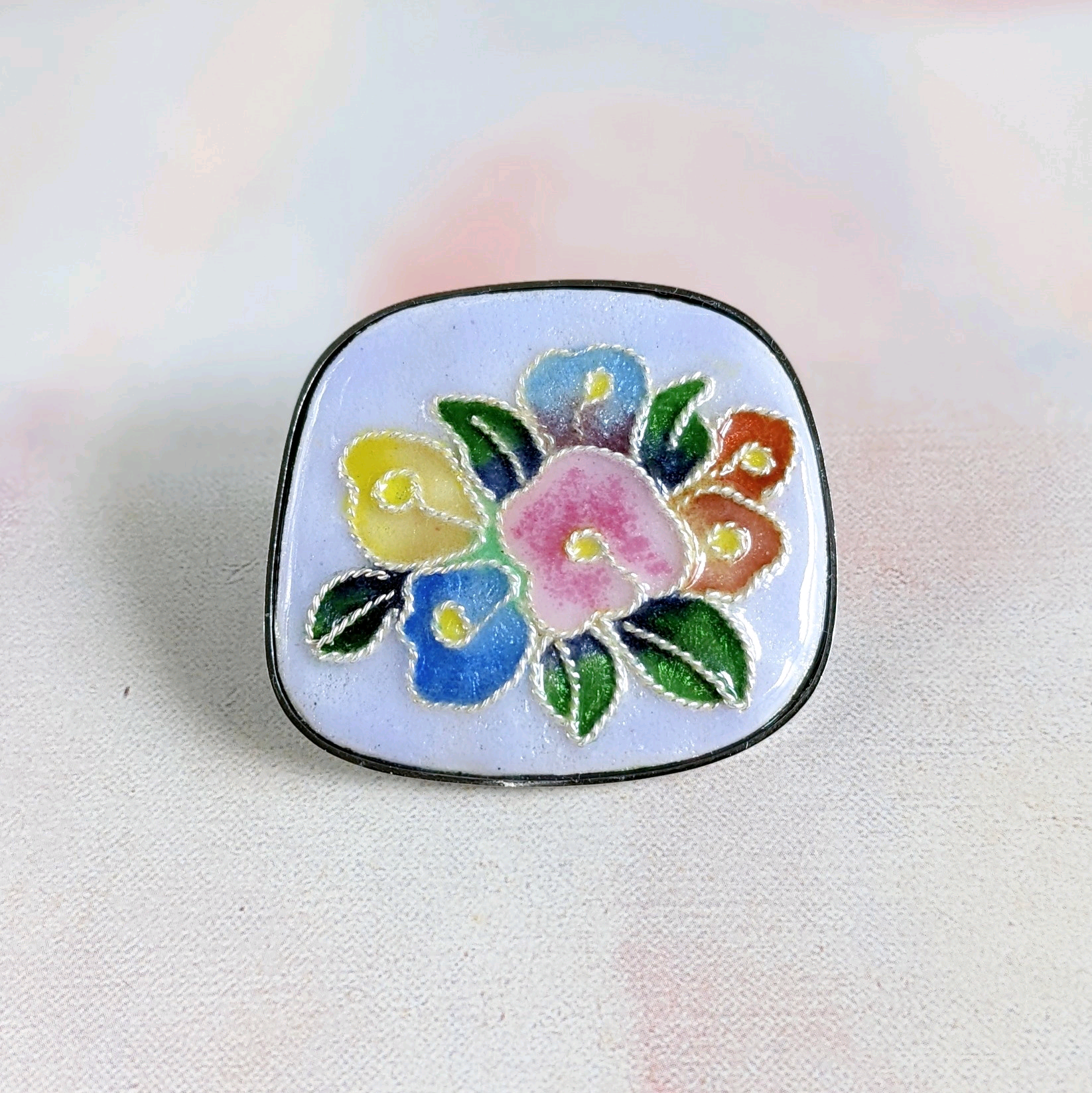 《春の超早割2026》＊一点限定＊薔薇｜ばらのブーケ｜【有線・銀張七宝、ブローチ】ペールライラック36