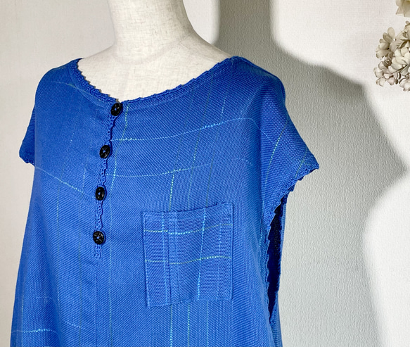 手織りチュニック（クリオネ・ブルー） 10枚目の画像