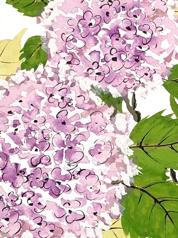 季節の手描き色紙　紫陽花 3枚目の画像