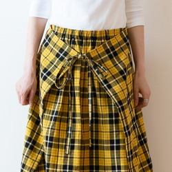 華やかなタータンチェックのラップスカート　ロングスカート　イエロー　～お好きな丈で～ 4枚目の画像