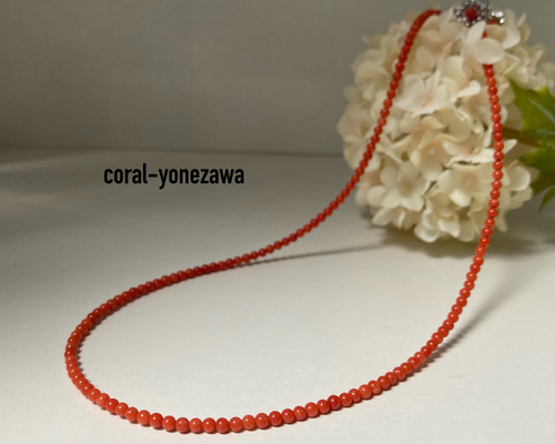 赤珊瑚ネックレス.約2.5ミリ玉SV ネックレス・ペンダント