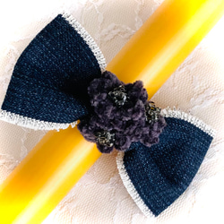 リボンと花モチーフのヘアゴム 2枚目の画像