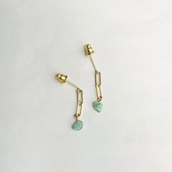 Chain pierce Emerald（14KGF）ピアス/イヤリング 5枚目の画像
