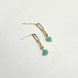 Chain pierce Emerald（14KGF）ピアス/イヤリング 4枚目の画像