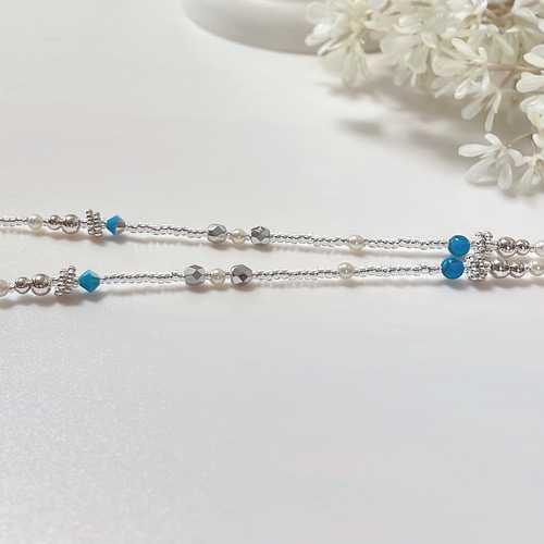 シンプルスタイルに可愛い♬ターコイズ 【メガネチェーン/グラスコード