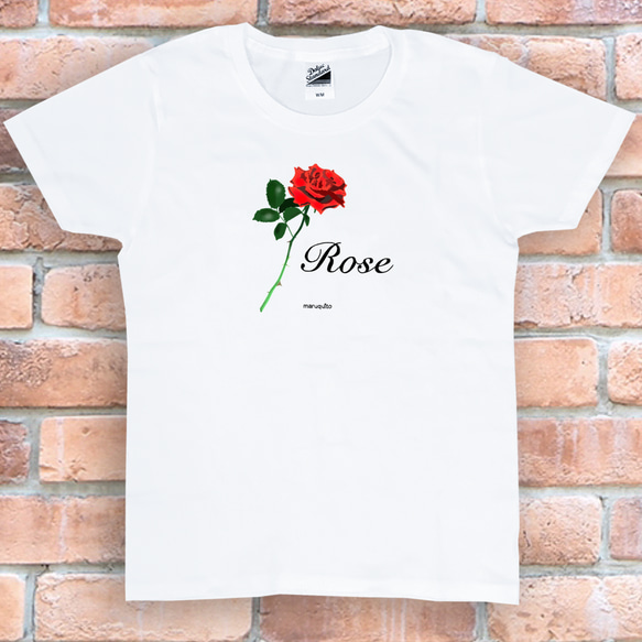tシャツ　Tシャツ　プレゼント　ロゴTシャツ　Tシャツ　おしゃれTシャツ　かわいいTシャツ　花　バラ　Rose 薔薇 1枚目の画像