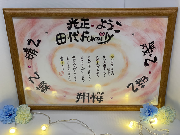 家族ポエム　名前  家族ネーム ファミリー ネームポエム 出産祝い 誕生日祝い【送料込み】 1枚目の画像