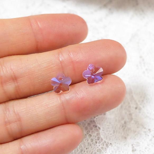 小さな花　桜色　8mm　ガラスビーズ　ライトピンク　10粒　B-7-6 2枚目の画像