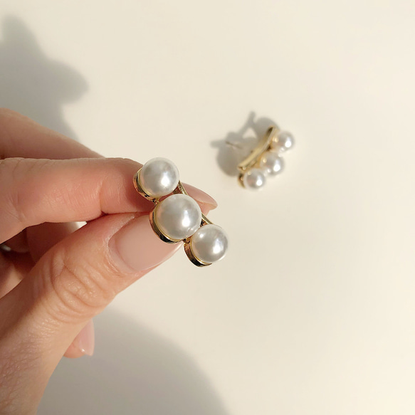 Triple pearl pierce / earring 4枚目の画像