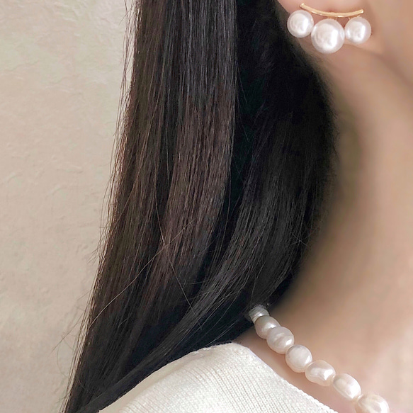 Triple pearl pierce / earring 9枚目の画像