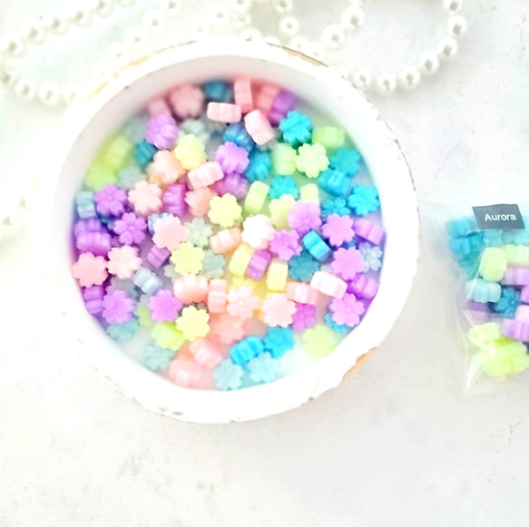 「オーロラ5色 Mix」さくら型　シーリングワックス 50粒　シーリングスタンプ用 1枚目の画像