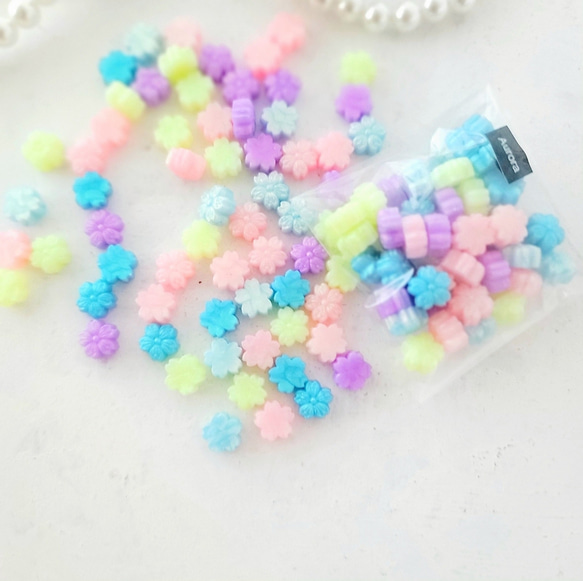 「オーロラ5色 Mix」さくら型　シーリングワックス 50粒　シーリングスタンプ用 3枚目の画像