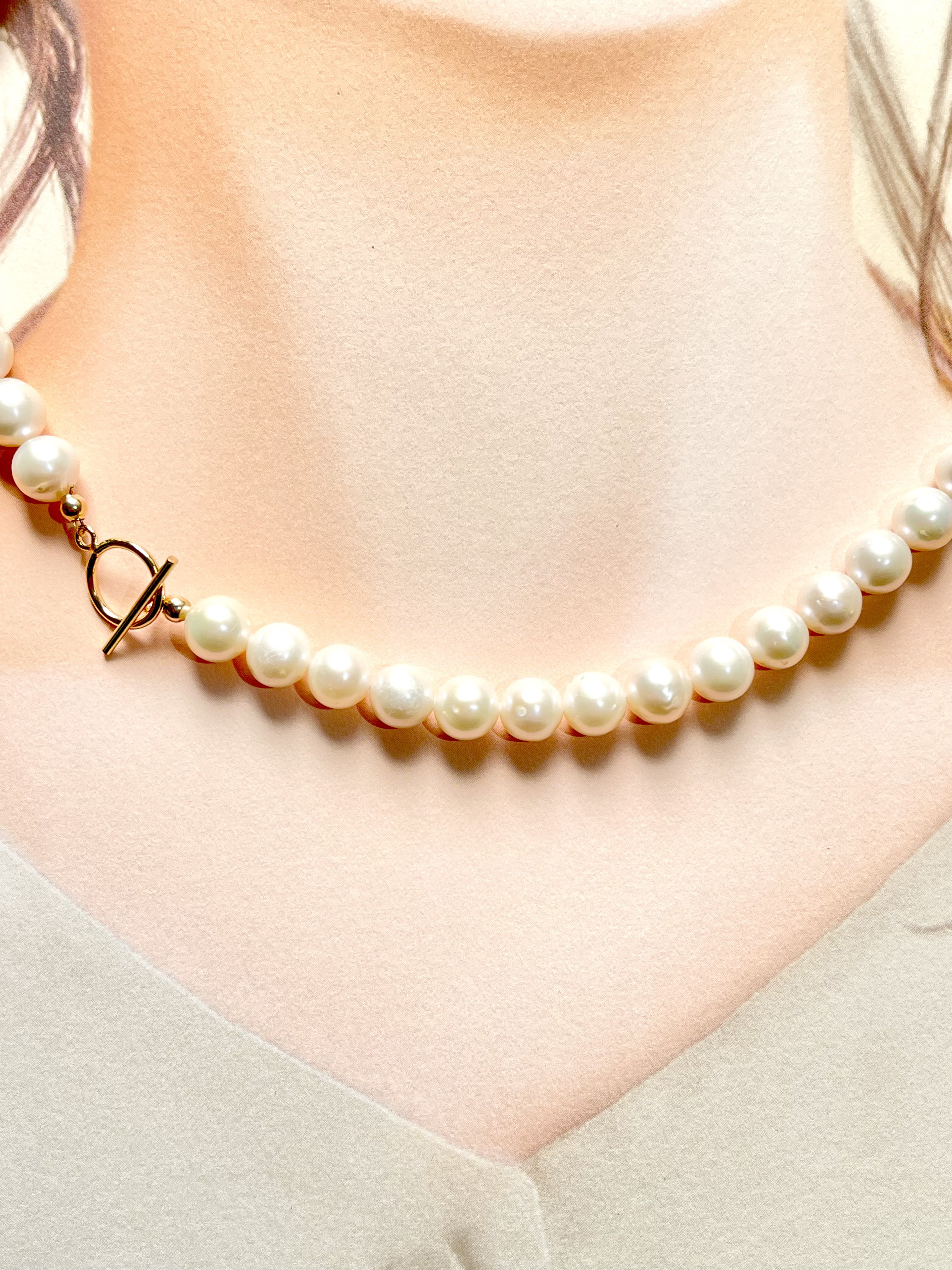 k14gf 淡水セミラウンドパール　8mm ネックレス　43cm