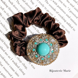 じょもこ　ターコイズ ビーズ刺繍 フレアドレス e617da7f0822060945e980abc636b7