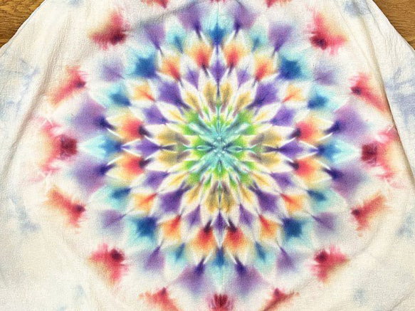 タイダイ染め　前開きワンピース 空や花を映す湖面カラーに美しく幻想的な大曼荼羅 HD16-45 13枚目の画像