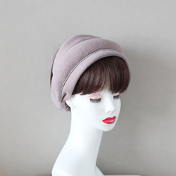 再販◆帽子のようなふっくらコットンニットのヘアバンド(すみれ色)<hairband236>◆受注製作 4枚目の画像