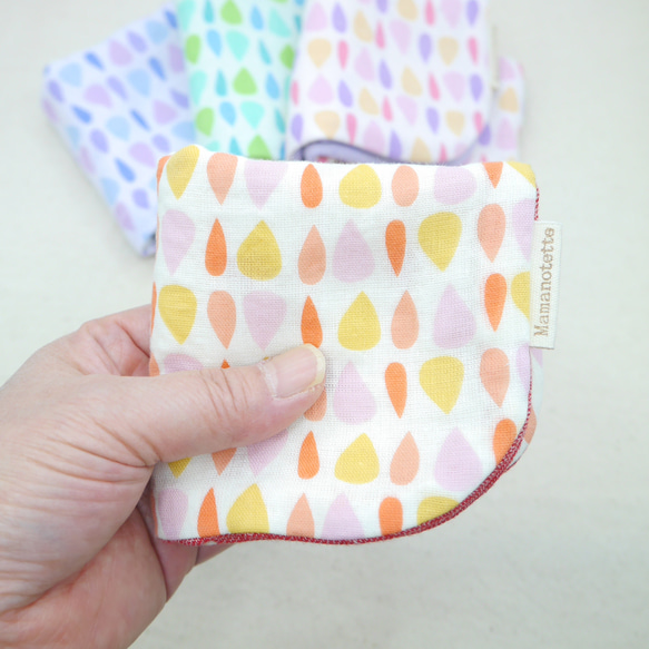 ふわもこハンカチ｜しずく-Raindrop-｜L・20×20cm｜ガーゼハンカチ｜ハンドタオル｜ギフト｜誕生日 4枚目の画像