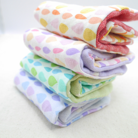 ふわもこハンカチ｜しずく-Raindrop-｜L・20×20cm｜ガーゼハンカチ｜ハンドタオル｜ギフト｜誕生日 3枚目の画像