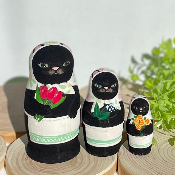 【値下げ】ショコラ工房　猫マトリョーシカ　チャイナローズ 値下げ】ショコラ工房 猫マトリョーシカ チャイナローズ