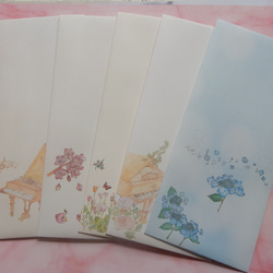 季節のピアノイラスト縦型封筒　10種類セット 1枚目の画像
