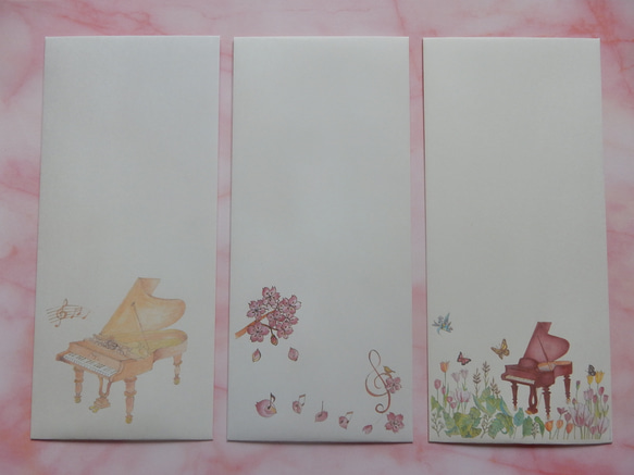 季節のピアノイラスト縦型封筒　10種類セット 3枚目の画像