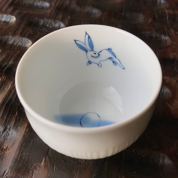 『逆月』　盃/うさぎの湯呑/酒器  ポーセリンアート　磁器　 1枚目の画像