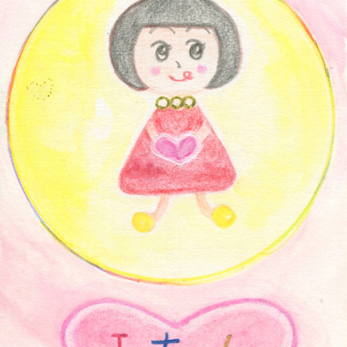 葉書サイズ 手描きイラスト オリジナル◇星と少女◇ (手描き
