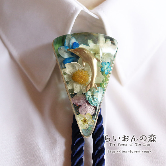 花海圈領帶（海豚、金色、長度可選） 第5張的照片