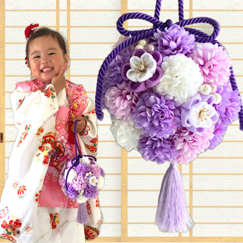 ボールブーケ　菫色　マム　手鞠