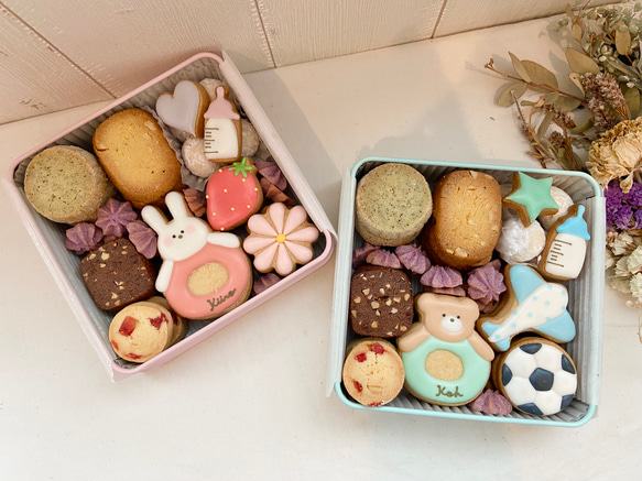《年内発送は12月5日受付まで》 内祝いや出産祝いに♡クッキー缶♩（おんなのこ用） 3枚目の画像
