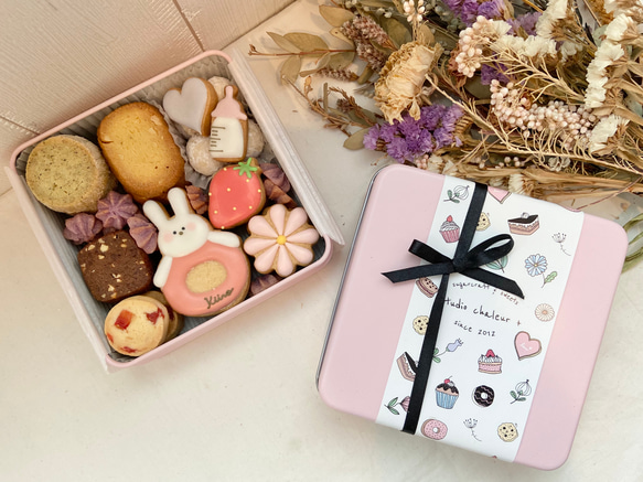 《年内発送は12月5日受付まで》 内祝いや出産祝いに♡クッキー缶♩（おんなのこ用） 2枚目の画像