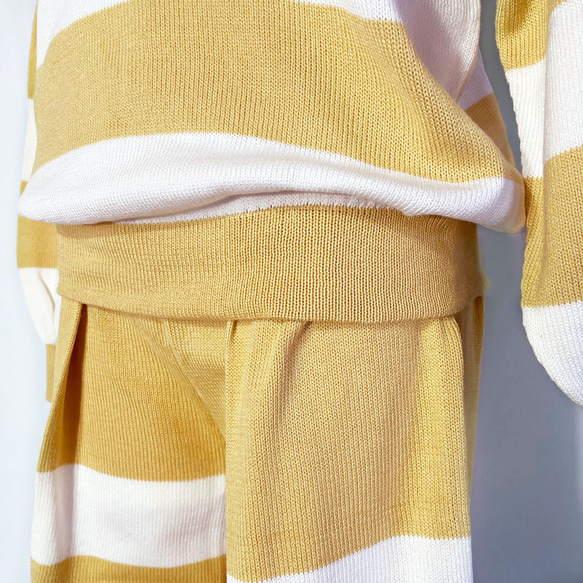 春ニット✿９分袖トップス マスタードイエロー ボーダー　335 MUSTARD YELLOW  STRIPE TOPS 7枚目の画像