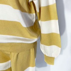 春ニット✿９分袖トップス マスタードイエロー ボーダー　335 MUSTARD YELLOW  STRIPE TOPS 5枚目の画像