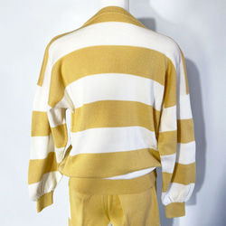 春ニット✿９分袖トップス マスタードイエロー ボーダー　335 MUSTARD YELLOW  STRIPE TOPS 3枚目の画像