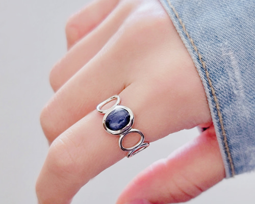 カイヤナイト オーバル 10＊8mm シルバーリング H-182S 指輪・リング