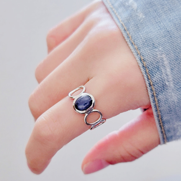 カイヤナイト オーバル 10＊8mm シルバーリング H-182S 指輪・リング